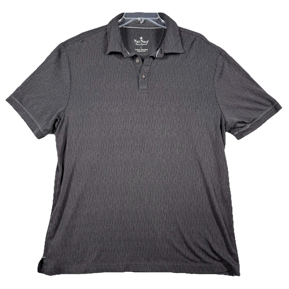 Nat Nast Men's Size Large  Polo Shirt Modal-Blend Heathered Charcoal‎ Gray